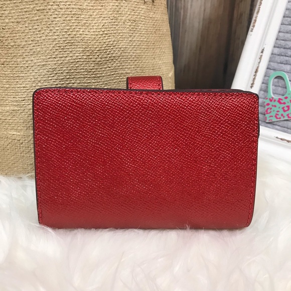 Coach Metallic Medium Corner Zip Wallet Hot Pink - Picture 3 of 7